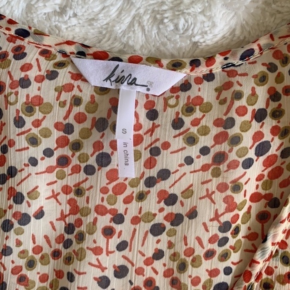 Kina sheer blouse‎ polka dot cream red navy career - Picture 3 of 16